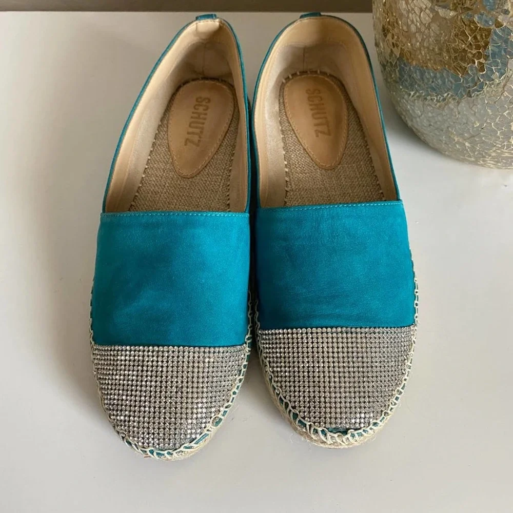 Schutz‎ Cherie Embellished Cap Toe Espadrille Flats